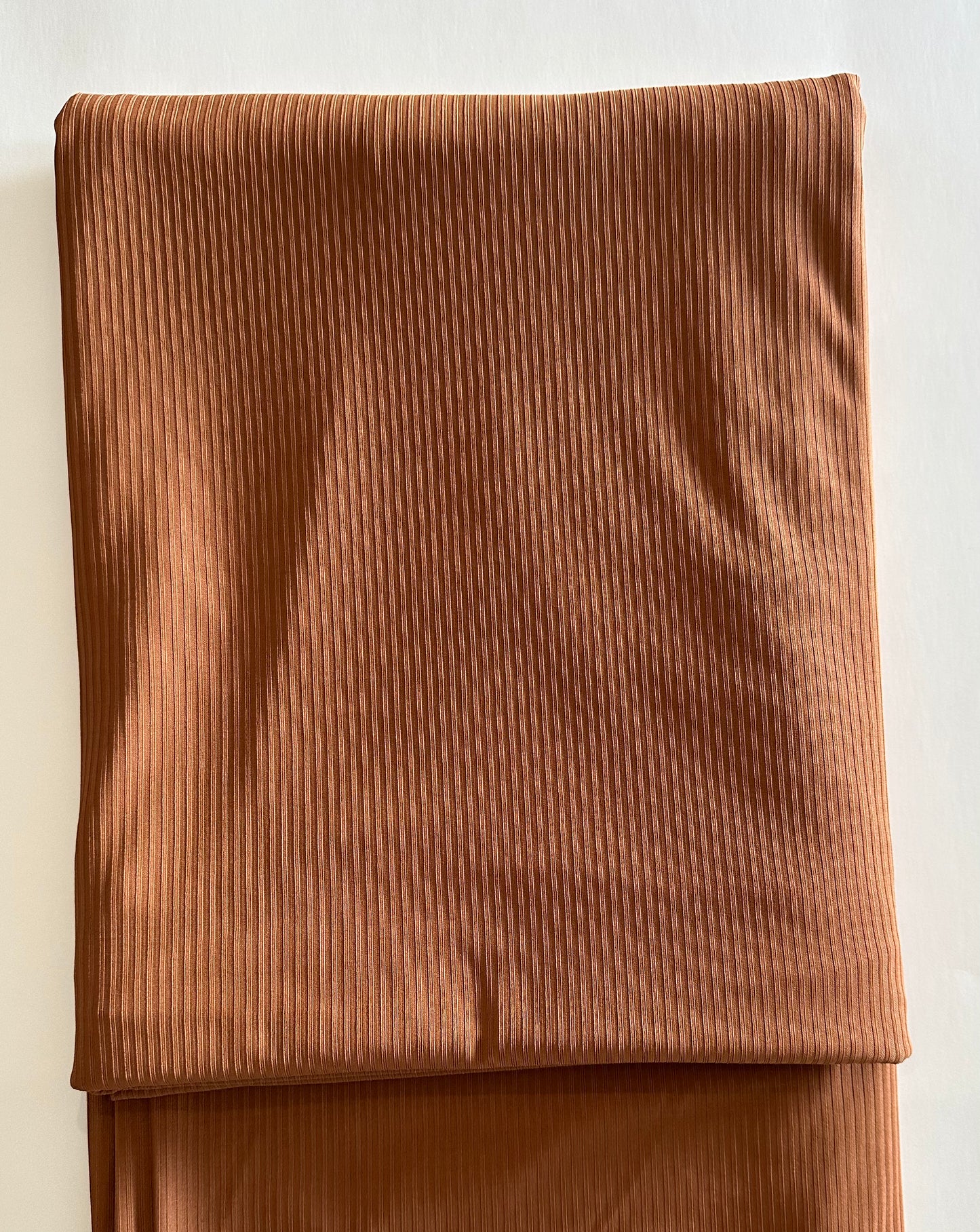 Solid Copper Rust on Unbrushed Rib Knit Fabric Sold by the 1/4 yard