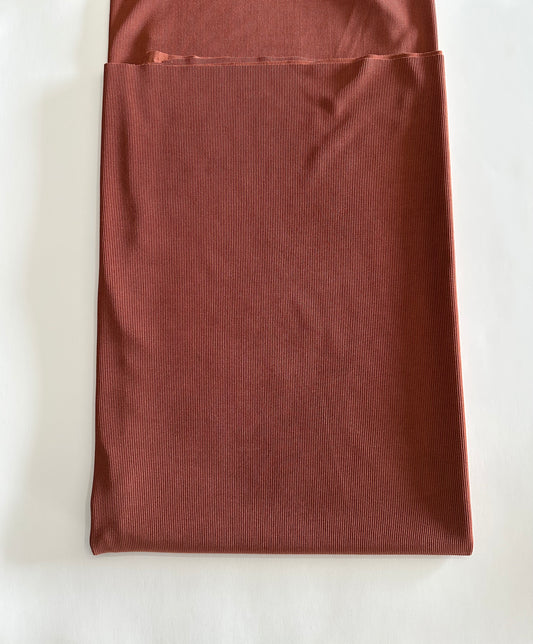 Mini Poly Rib Knit Fabric in Rust Sold by the 1/4 yard