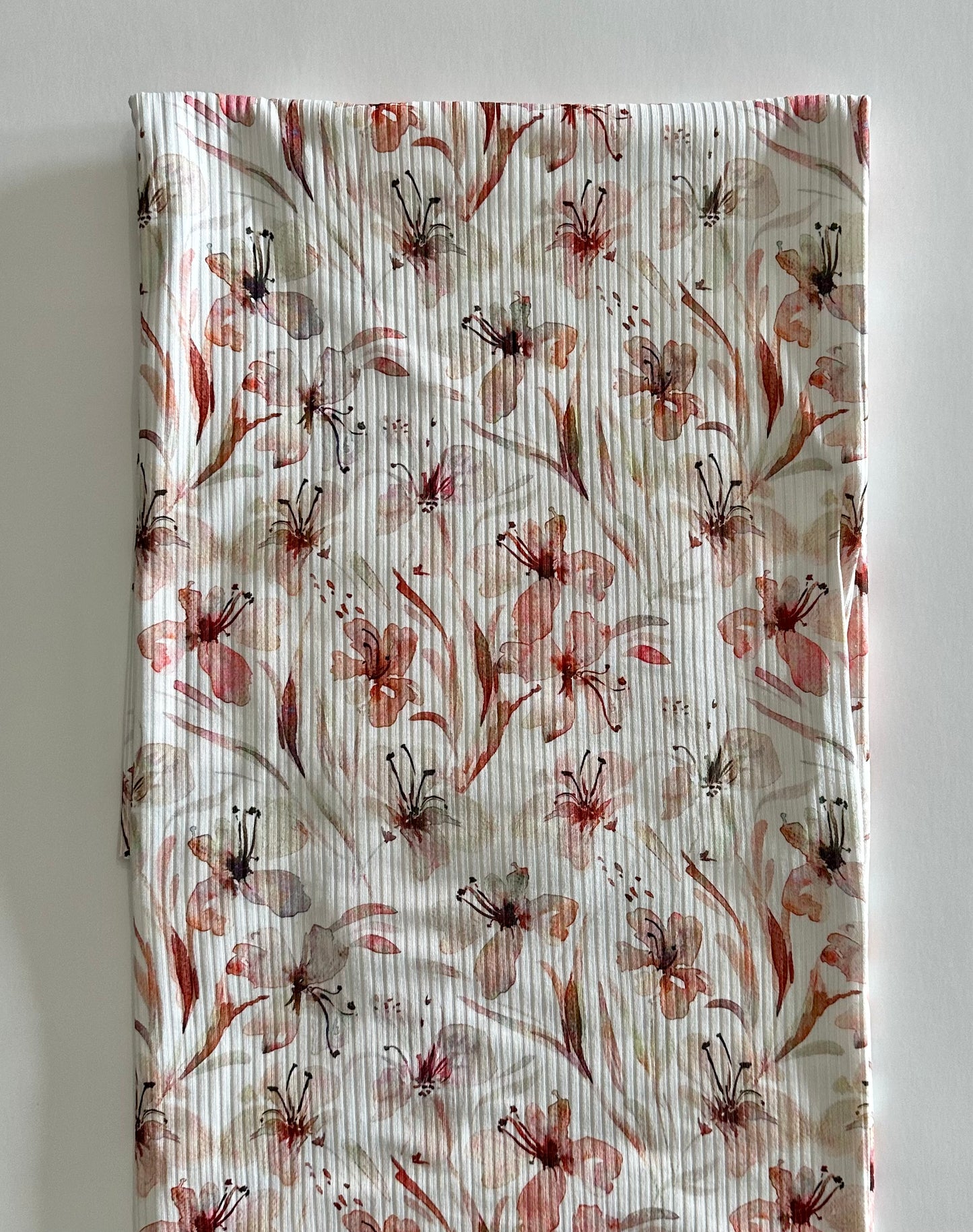 Kinsley Watercolour Floral on Brushed Rib Knit Fabric Sold by the 1/4 yard