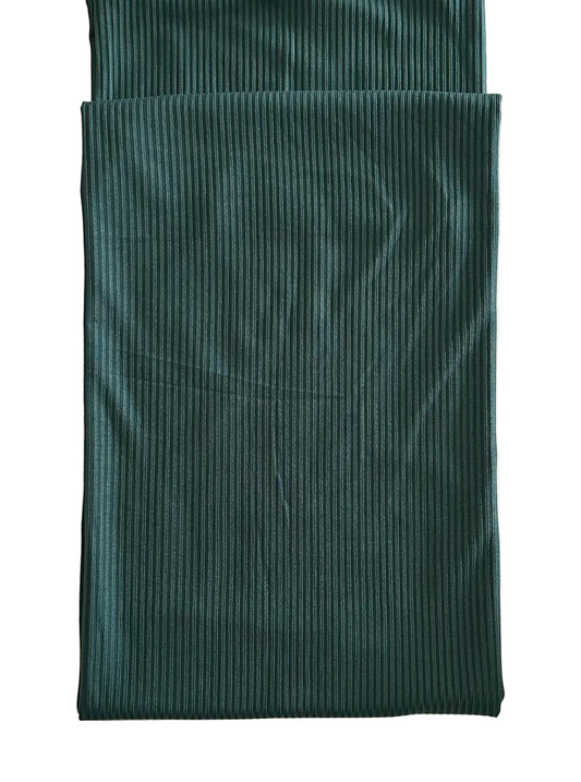 Solid in Evergreen F24 on Unbrushed Rib Knit Fabric Sold by the 1/4 yard