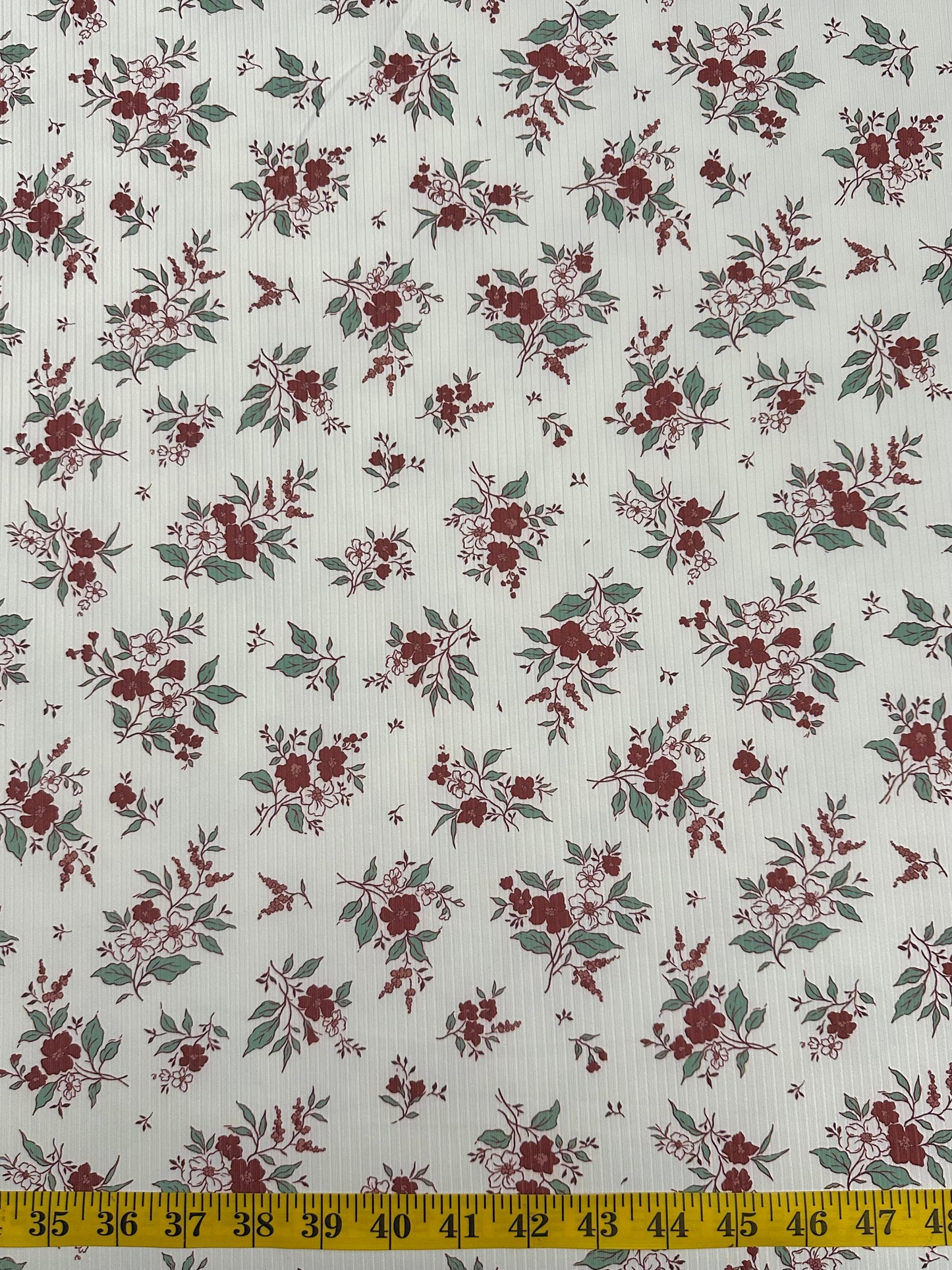 Mindy Floral on Unbrushed Rib Knit Fabric Sold by the 1/4 yard