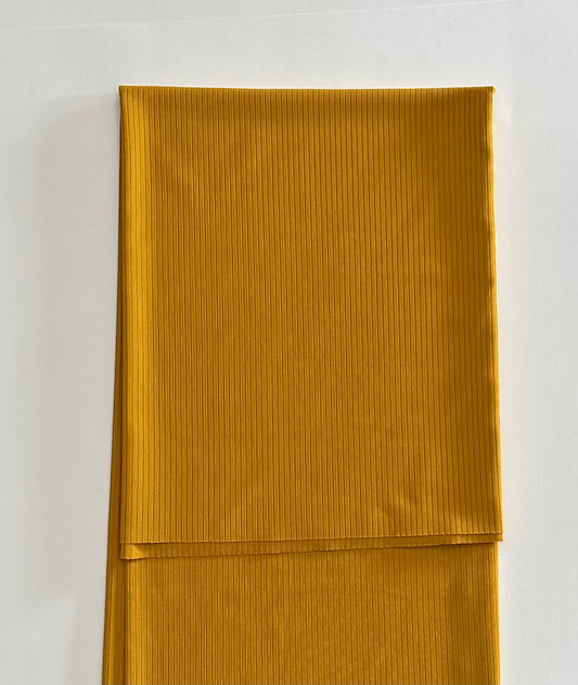 Solid Mustard on Unbrushed Rib Knit Fabric Sold by the 1/4 yard