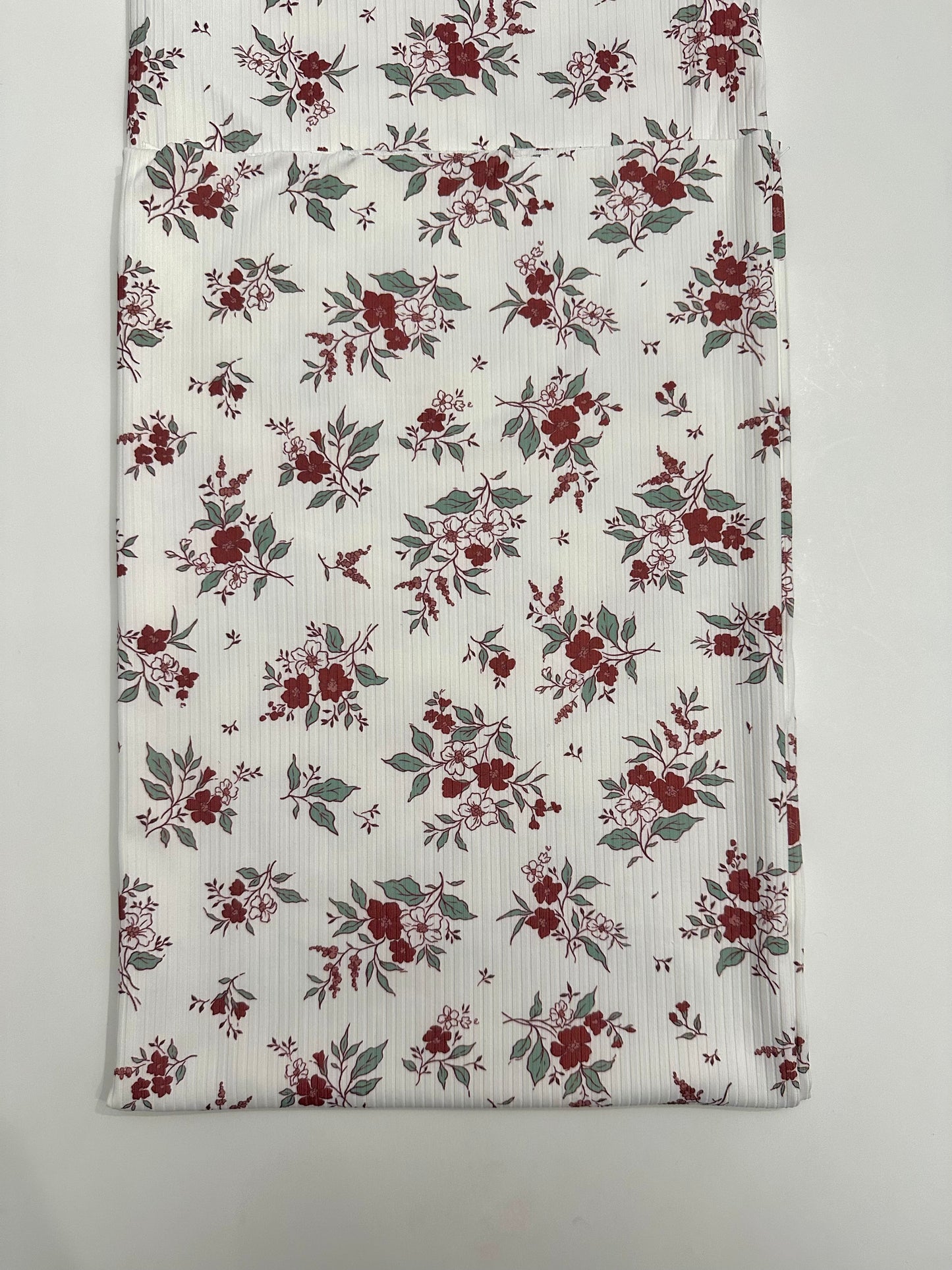 Mindy Floral on Unbrushed Rib Knit Fabric Sold by the 1/4 yard