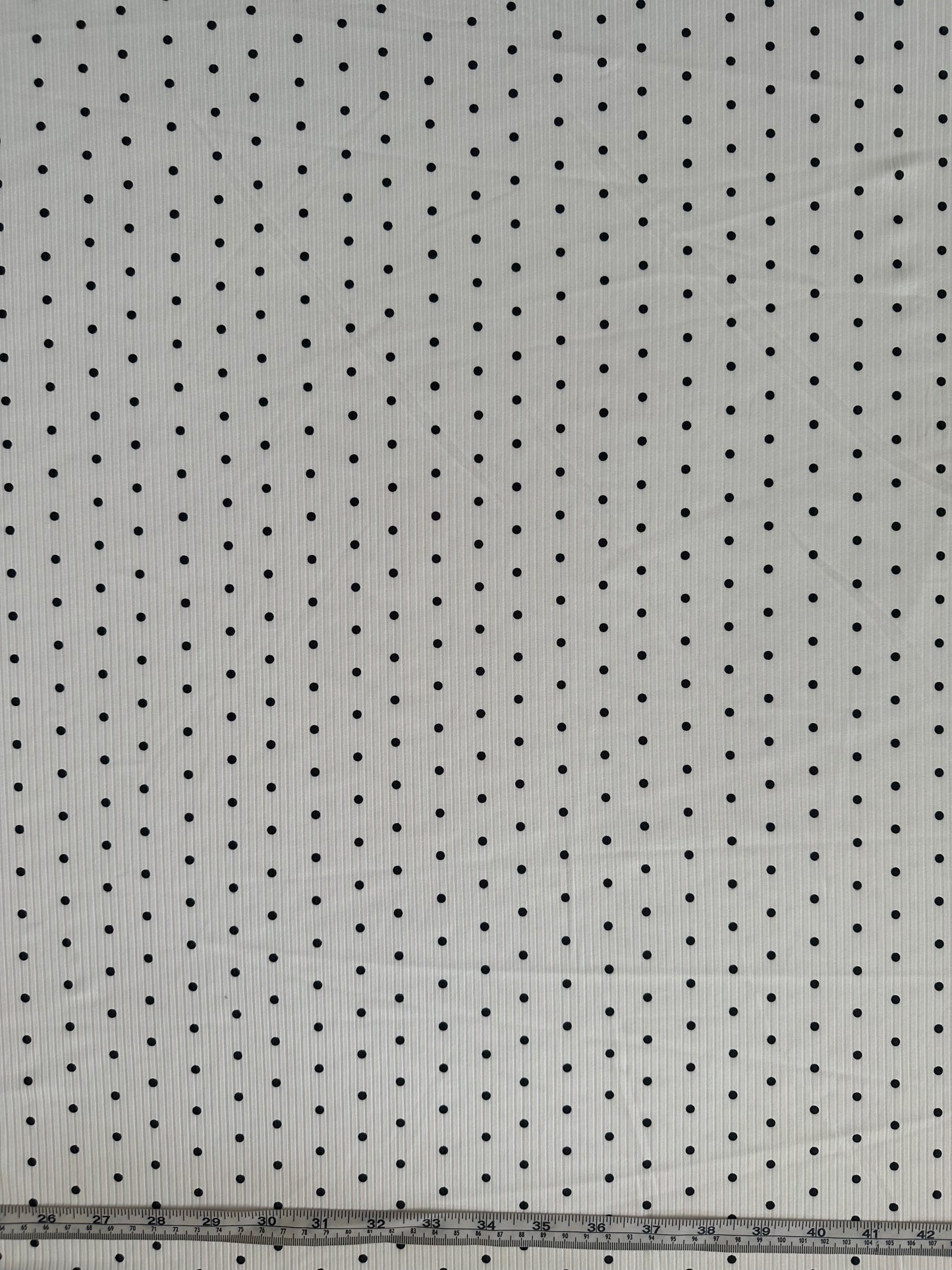 Black Dots on Off White on Unbrushed Rib Knit Fabric Sold by the 1/4 yard