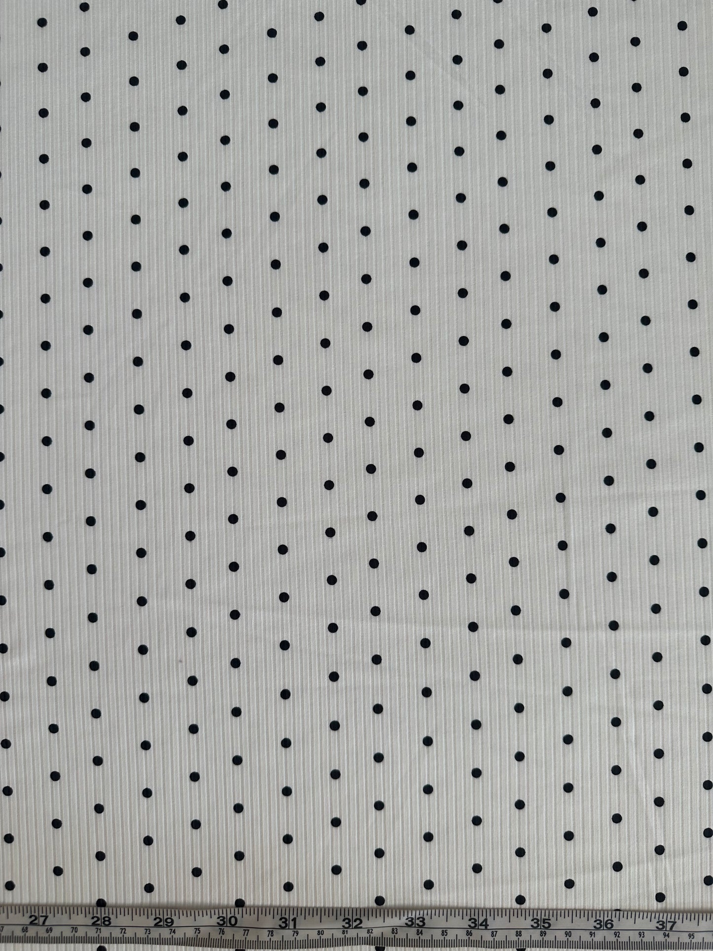 Black Dots on Off White on Unbrushed Rib Knit Fabric Sold by the 1/4 yard