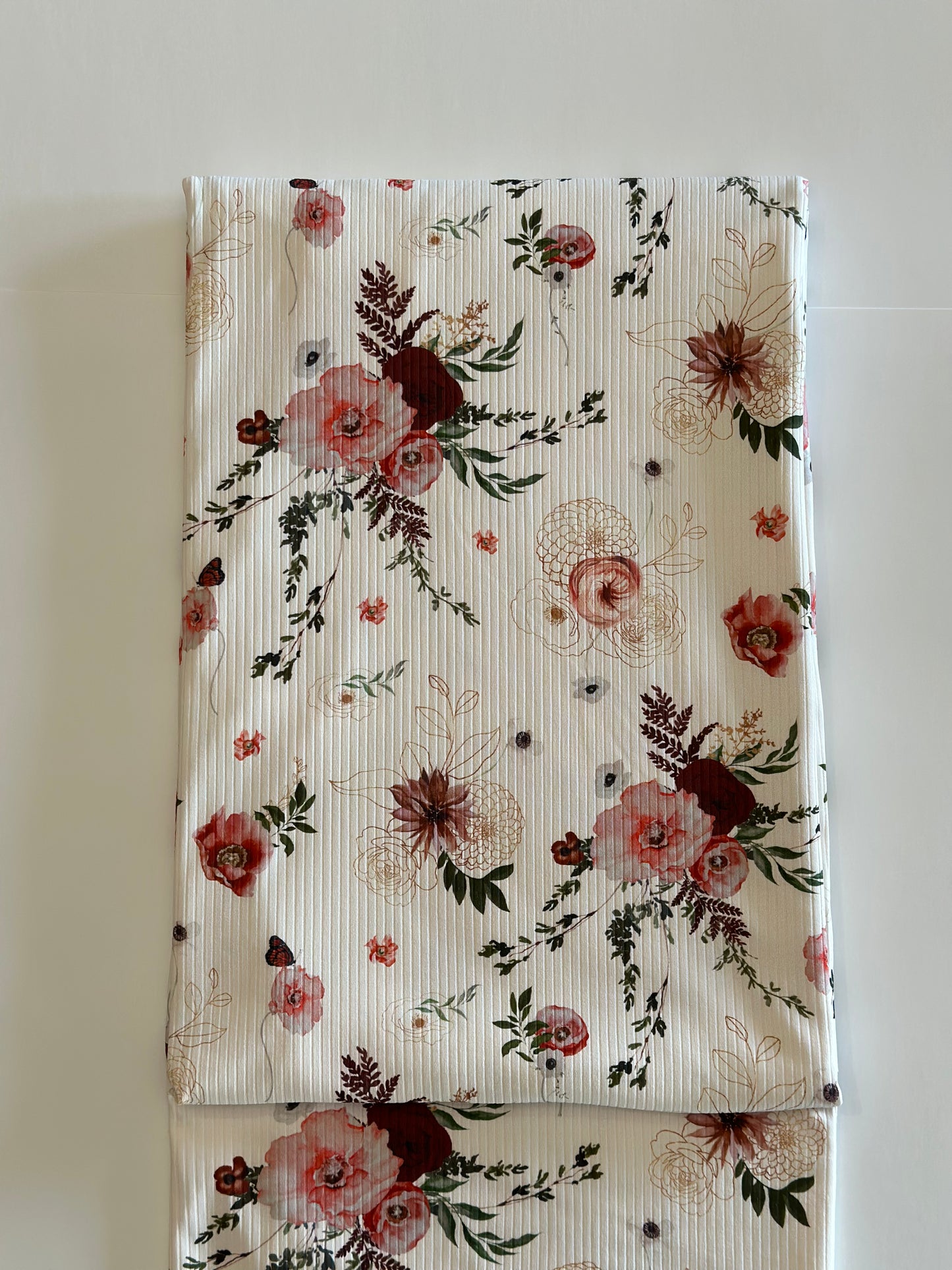 Mini Emery Floral on Unbrushed Rib Knit Fabric Sold by the 1/4 yard