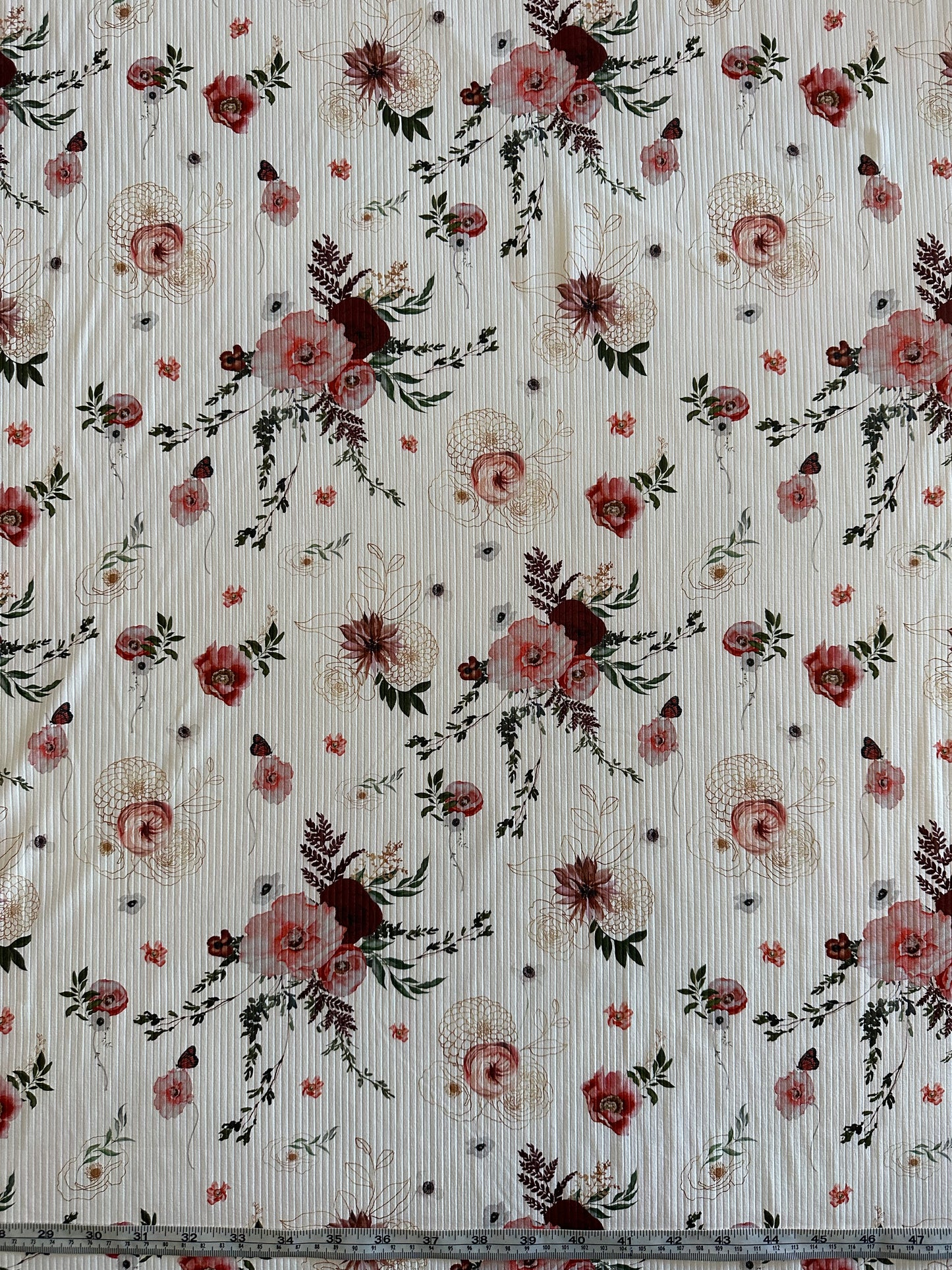 Mini Emery Floral on Unbrushed Rib Knit Fabric Sold by the 1/4 yard
