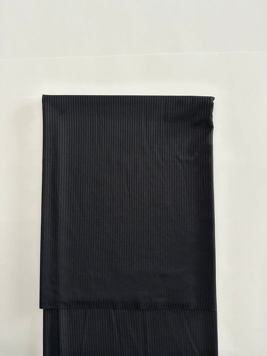 Solid in Black on Unbrushed Rib Knit Fabric Sold by the 1/4 yard