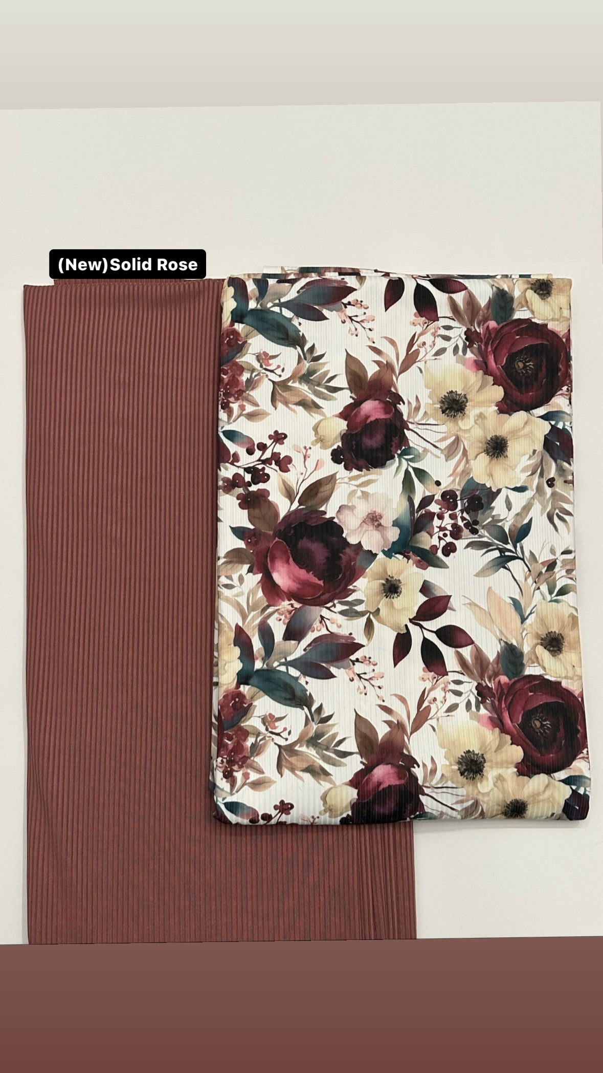 Gertie Floral on Unbrushed Rib Knit Fabric Sold by the 1/4 yard