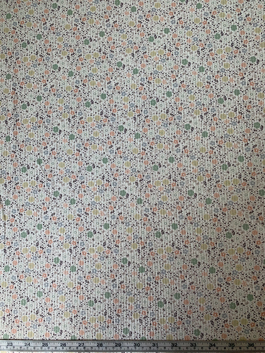 Betsy Floral in Pastels on Unbrushed Rib Knit Fabric Sold by the 1/4 yard