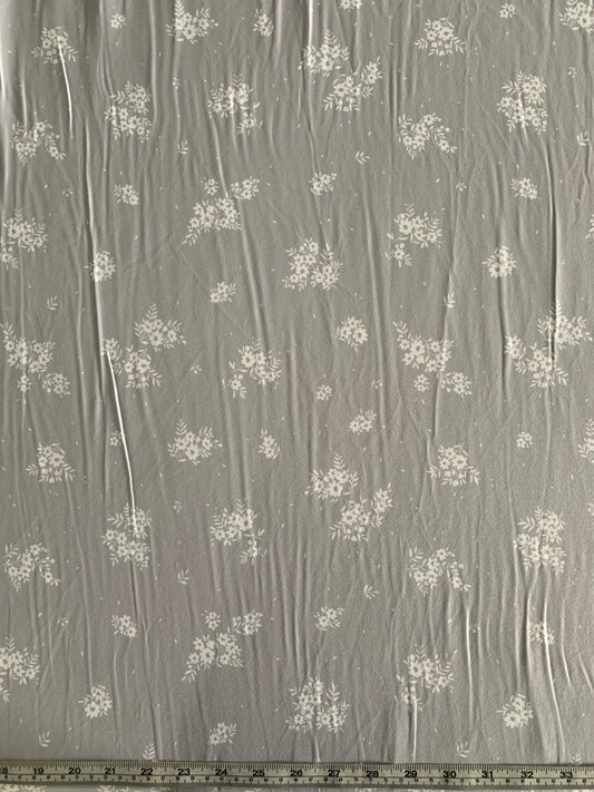 Elegant Floral in Dewdrop Grey on Double Brushed Poly Knit Fabric Sold by the 1/4 yard
